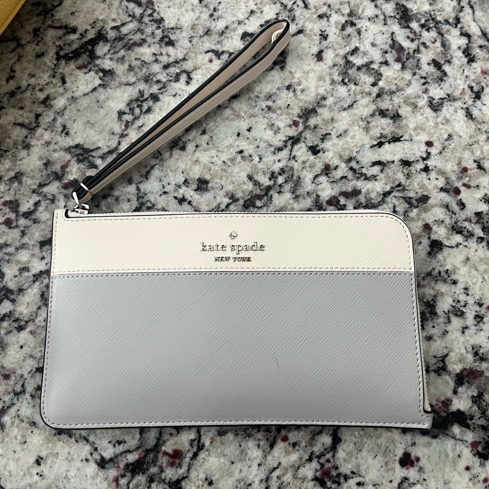 Kate Spade Two-Tone Cream and Gray Clutch